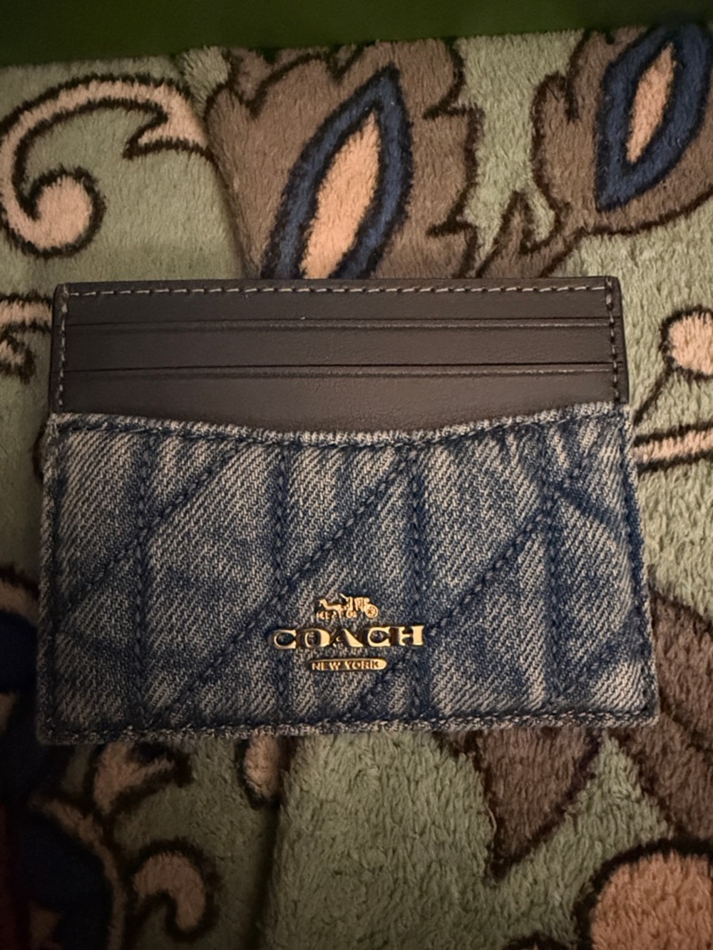 Coach Blue Denim Quilted Card Case with Gold Hardware *nwt - Picture 5 of 8